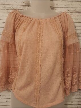 Lace Sleeve Peasant Top